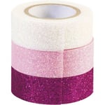 Heyda Glittertejp - 15 mm 3-pack Rosa Nyanser