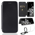TOPOFU Leather Folio Case for Xiaomi Redmi Note 9T 5G, Premium PU/TPU Flip Wallet Cover with Card Holder, Magnetic, Kickstand, Carbon Fiber Full Protective Case (Black)