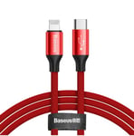 Baseus Yiven USB-C / blixtkabel med materialfläta 2A 2M (CATLYW-D09) - Röd