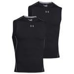 Under Armour Men's HeatGear Compression Armour Sleeveless Tee Pack of 2 Black/Black 001 - S