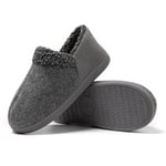 JOMIX Charentaises Homme Hiver Chaussons Fourrure Homme Pantoufles Homme Élégant Confortable Mocassins Fourrure Homme Douce et Chaud (Gris, 44)
