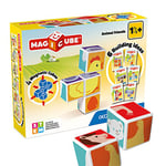 GEOMAG - MAGICUBE : Amis des Animaux - 4 Cubes Magnétiques pour 6 Constructions Différentes - Jeu de Construction Magnétique pour Enfants dès 18 Mois - Fabrication Suisse - Jouet Éducatif STEM