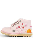 Kickers Kick Hi Happy Leather Boot, Pink, Size 10 Younger