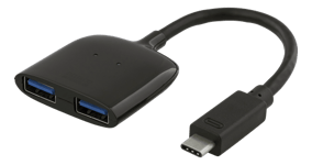 Deltaco USB-C 3.1 Hub til 2x USB-A porte - Sort