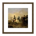 Vernet Emperor Napoleon Riding Horse Painting 8X8 Inch Square Wooden Framed Wall Art Print Picture with Mount