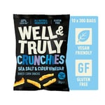 WELL&TRULY: Salt & Vinegar | Baked Corn Snacks - Gluten Free - Plant Based & Vegan - No Added Sugar - Less Fat - Healthy Snack - (Box of 10 Bags, 30g Each)