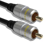 CableMountain Single RCA Coaxial Cable - Gold Plated Male-to-Male Phono to Phono Cable | SPDIF/Digital Audio lead for Amplifier, Television, Xbox, Play Station and HiFi Systems | 1.5 Meter