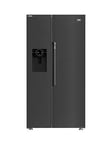 Beko Asp342Vps Harvestfresh Plumbed Frost-Free American Fridge Freezer With Water &Amp; Ice Dispenser - Black Steel