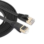 JIAOCHE 3m CAT7 10 Gigabit Ethernet Ultra Flat Patch Cable for Modem Router LAN Network - Built with Shielded RJ45 Connectors (Black) (Color : Black)