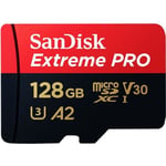 Sandisk A2 Extreme Pro Micro SD Carte Mémoire jusqu'à 170 Mo-s V30 U3 Carte TF 128Go avec Adaptateur SD