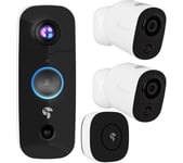 TOUCAN B2200WOC Wireless Video Doorbell with Chime & Full HD 1080p WiFi Security 2-Camera Bundle, Black,White
