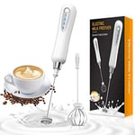 CAVN Milk Frother, Electric Double Whisk Handled Foam Maker USB Rechargeable Drink Egg Mixer with Egg Beater for Coffee, Latte, Cappuccino, Hot Chocolate