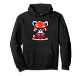 Adorable Book Lover Red Panda With Reading Glasses Cute Pullover Hoodie
