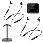 Avantree HT41866 Wireless Earbuds for TV Listening (Set of 2) with Bluetooth Transmitter & Dual Headphone Stand, Individual Volume Control, 20Hrs Neckband Earphones, Plug & Play, No Audio Delay