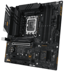 Asus TUF GAMING B760M-E D4, Intel LGA1700, PCI Express, MicroATX, 4xDDR4, 2xM.2 + SATA3 RAID, HDMI/DP, USB-C (front), 2.5Gbe LAN, Aura Sync RGB