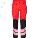 FE Engel stretchbyxor 2544, High-Vis klass 2, röd/svart, stl 124