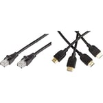 Amazon Basics Câble réseau Ethernet RJ45 catégorie 6-1,5 m - 5 câbles & Lot de 3 câbles HDMI 2.0 haut débit Compatible Ethernet / 3D / retour audio [Nouvelles normes] 0,9 m