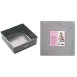 MasterClass Baking Tray, Cake Tin Non-Stick and Loose Bottom, Deep Cake Tin, Carbon Steel, Square, 20cm (8") & Tala Square Cake Drum, 12x12 Inches (30cmx30cm) and 12mm Thickness