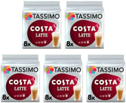 Tassimo Costa Latte Pack of 5 Coffee Pods (Total: 80 Pods, 40 Drinks)