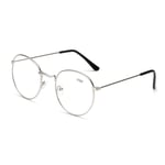Retro Runda Läsglasögon Glasögon Styrka 1.0 Silver