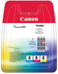 Canon Pixma Chromalife CLI-8C CLI-M CLI-Y 3 Ink Cartridges C / M / Y CLI 8 No Bx