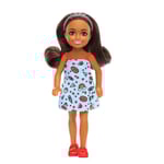 Barbie - Chelsea Doll, Small Doll - Blue Dress With Brown Hair & Green Eyes (HXM97)