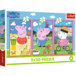 TREFL PEPPA PIG pussel set Vänskapens kraft, Greta Gris, 3x50 st