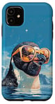 iPhone 11 Cool Penguin with Sunglasses in Ice Water Case