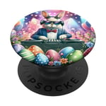 Dj Lapin avec lumières colorées et œufs festifs Lunettes de soleil PopSockets PopGrip Interchangeable