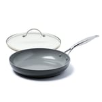 GreenPan, Venice Pro Ceramic Non-Stick Frying Pan with Lid - 28 cm, Grey