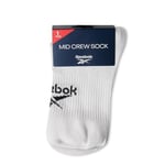 Reebok UNISEX Active Foundation CREW SOCKS, white, XL