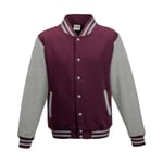 Just Hoods Kids Varsity Jacket - Kelly Green/White / 5-6 Years