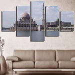 WENXIUF 5 Panel Wall Art Pictures Palace by the sea,Prints On Canvas 100x55cm Wooden Frame Ready To Hang The Animal Photo For Home Modern Decoration Wall Pictures Living Room Print Decor