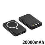 Noir 20000mAh-MacSafe Batterie externe magnétique 4 en 1,chargeur sans fil portable, charge rapide, pour iPho