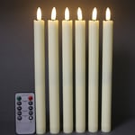 Dww - 6-pack Batteridrivna LED-ljus med Fjärrkontroll och Timer, Äkta Vax Flimmer Varmvitt Ljus