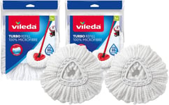 Vileda Turbo Spin Mop Refill, Pack of 2 Turbo Mop Head Replacements, Fits All Vi