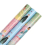 Hallmark Disney Frozen & Princess Multi-Roll Christmas 12M Wrapping Paper Pack - 3 Rolls in 2 Designs
