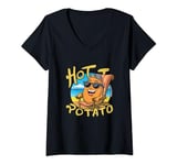 Womens Hot day Hot Potato hot beach girls funny moment boys cars V-Neck T-Shirt