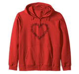 Coquette Heart Symbol of Love Valentines Day Roses Zip Hoodie