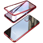 SiGrid Case for Samsung Galaxy S20 FE, Magnetic Case with Camera Lens Protector Tempered Glass Clear Double Sided Cover Metal Frame Magnet 360 Degree Full Coverage Lens Protective Case - Red