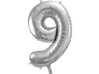 Party Deco Foil balloon Number 9, 86cm, universal silver
