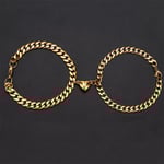 2 st högkvalitativa magnetälskare armband för par guldhjärta berlockhänge för titanstålarmband kvinnor smycken