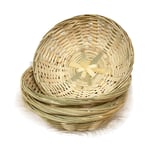 Darthome Ltd Sets Of Oval Round Woven Bamboo Fruit Snacks Bread Small Wicker Storage Gift Baskets 20cm (Round, 4)