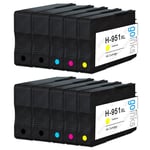 10 Ink Cartridges (Set + Bk) for HP Officejet Pro 276dw, 8600, 8610, 8620