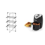 Black+Decker 63099 3-Tier Heated Clothes Airer Aluminium, Cool Grey, 140cm x 73cm x 68cm & Salter EK2817 2L Compact Air Fryer - Hot Air Circulation, Removable Non-Stick Cooking Rack