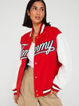 Tommy Jeans Letterman Varsity Tommy Jacket - Red, Red, Size S = Uk 8, Women