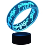 Sagan om Ringen Magisk Ring 3D LED Nattlampa Touch 7 Färger/Fjärrkontroll 16 Färger USB Bordsslampa Heminredning Sänglampa Modepresent