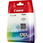 Genuine Canon CLI-36 Colour Inkjet Cartridges Pack of 2 1511B018 for Pixma iP100