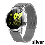 KYLN 1.22 Inch Smart Watch Waterproof IP67 Blood Pressure Monitoring Metal Starp Multi Sport Modes SmartWatch Women Band -Silver