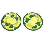 Signature Lemons Hand Painted Ceramic Kitchen Dining Set of 2 Small Plates (Diam) 20cm